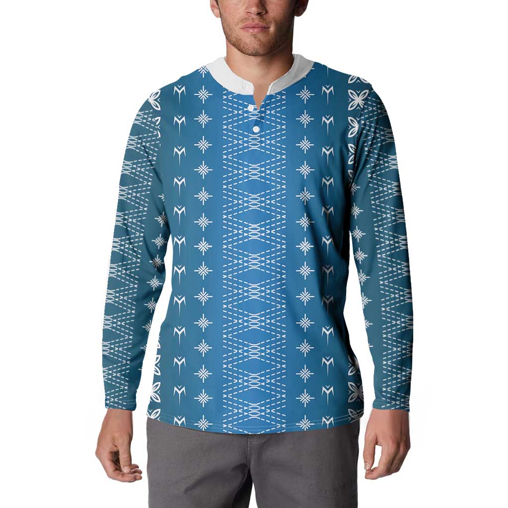 Blue Samoa Malu Tattoo Inspired Button Sweatshirt LT05 - Polynesian Pride