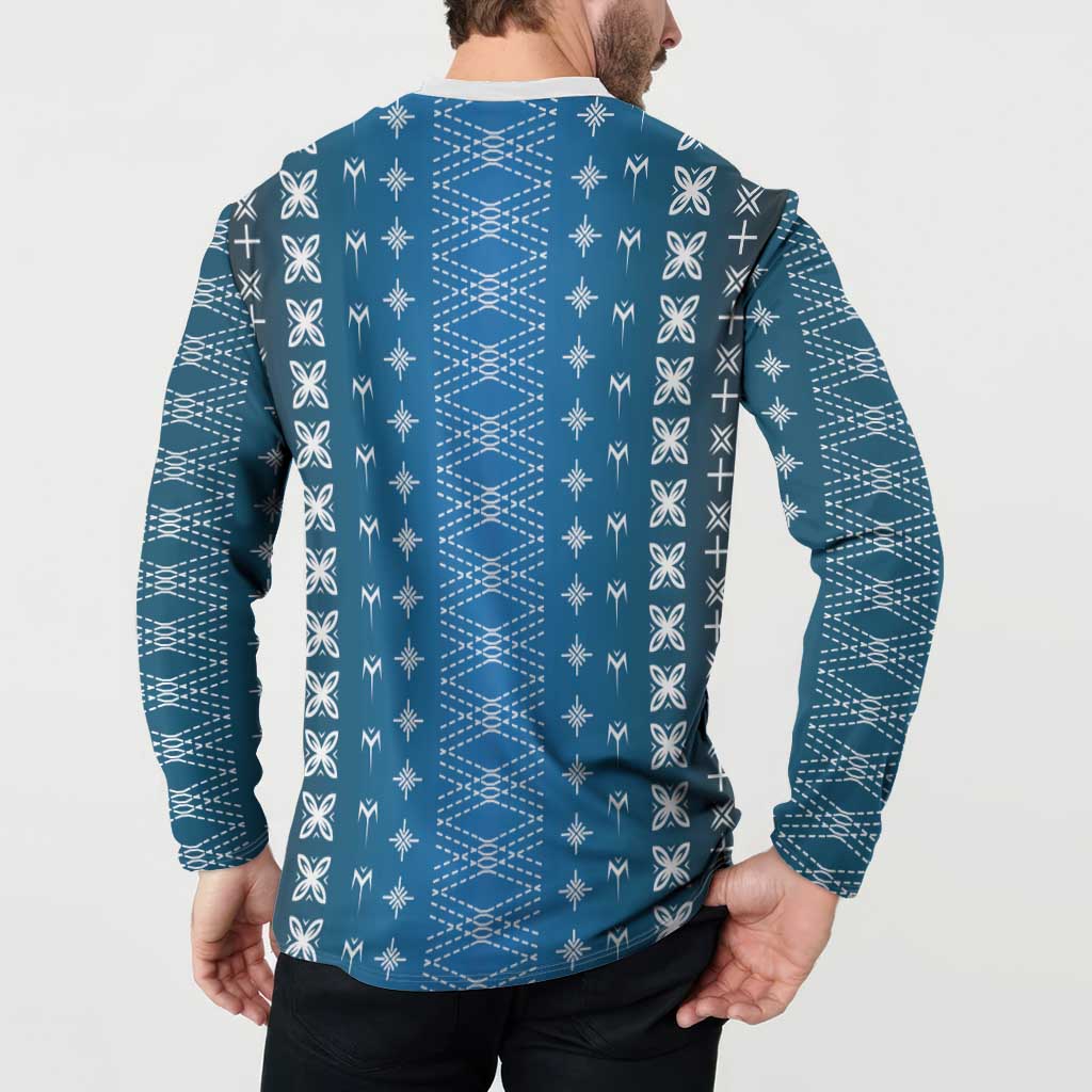 Blue Samoa Malu Tattoo Inspired Button Sweatshirt LT05 - Polynesian Pride