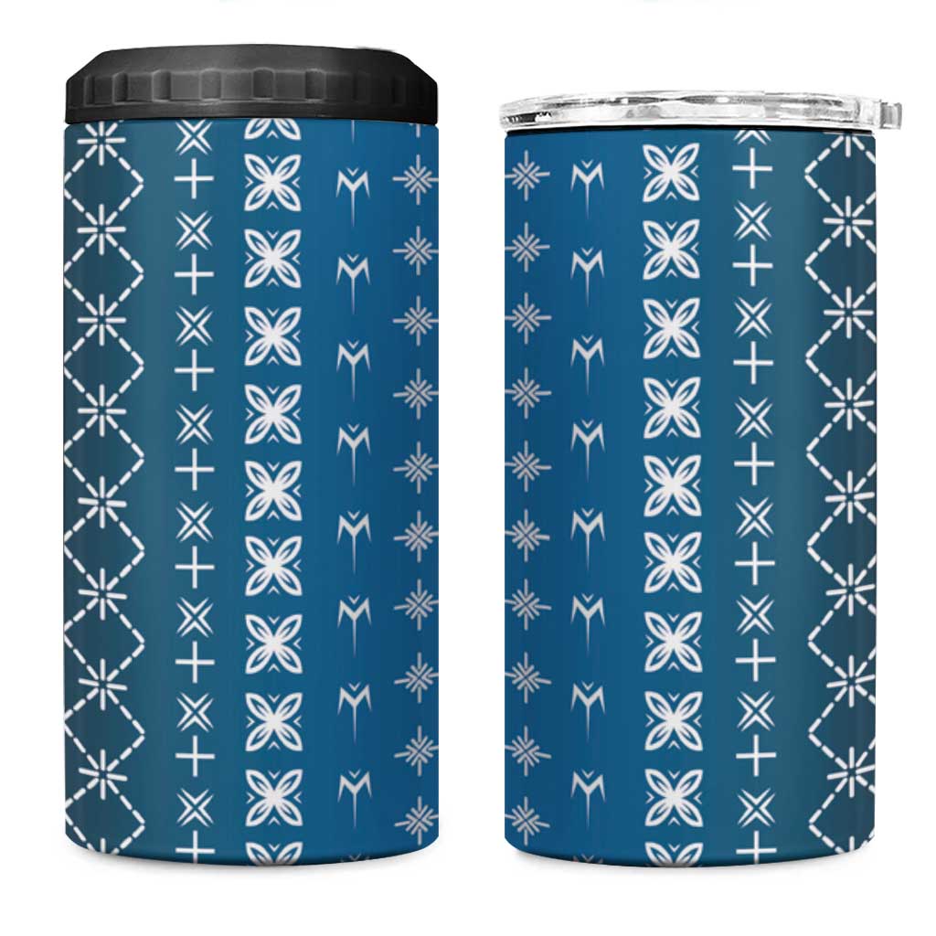 Blue Samoa Malu Tattoo Inspired 4 in 1 Can Cooler Tumbler LT05 One Size: 16 oz Blue - Polynesian Pride