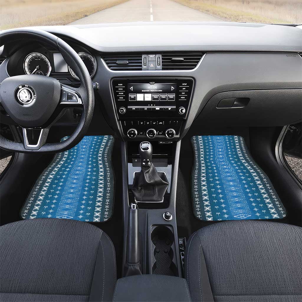 Blue Samoa Malu Tattoo Inspired Car Mats LT05 Set 2pcs - Front Blue - Polynesian Pride