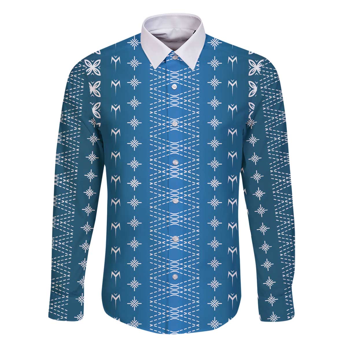 Blue Samoa Malu Tattoo Inspired Family Matching Off The Shoulder Long Sleeve Dress and Hawaiian Shirt - Polynesian Pride