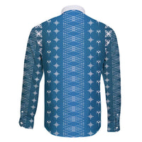 Blue Samoa Malu Tattoo Inspired Family Matching Off Shoulder Short Dress and Hawaiian Shirt - Polynesian Pride