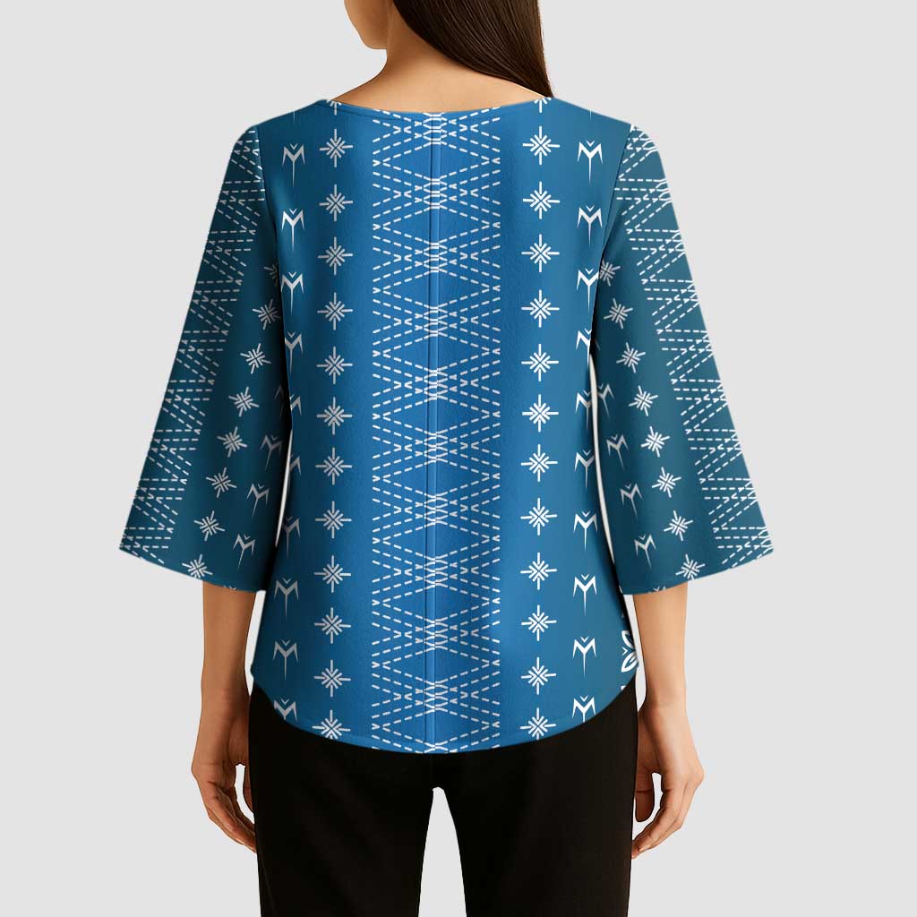 Blue Samoa Malu Tattoo Inspired Kimono Sleeve Blouse LT05 - Polynesian Pride