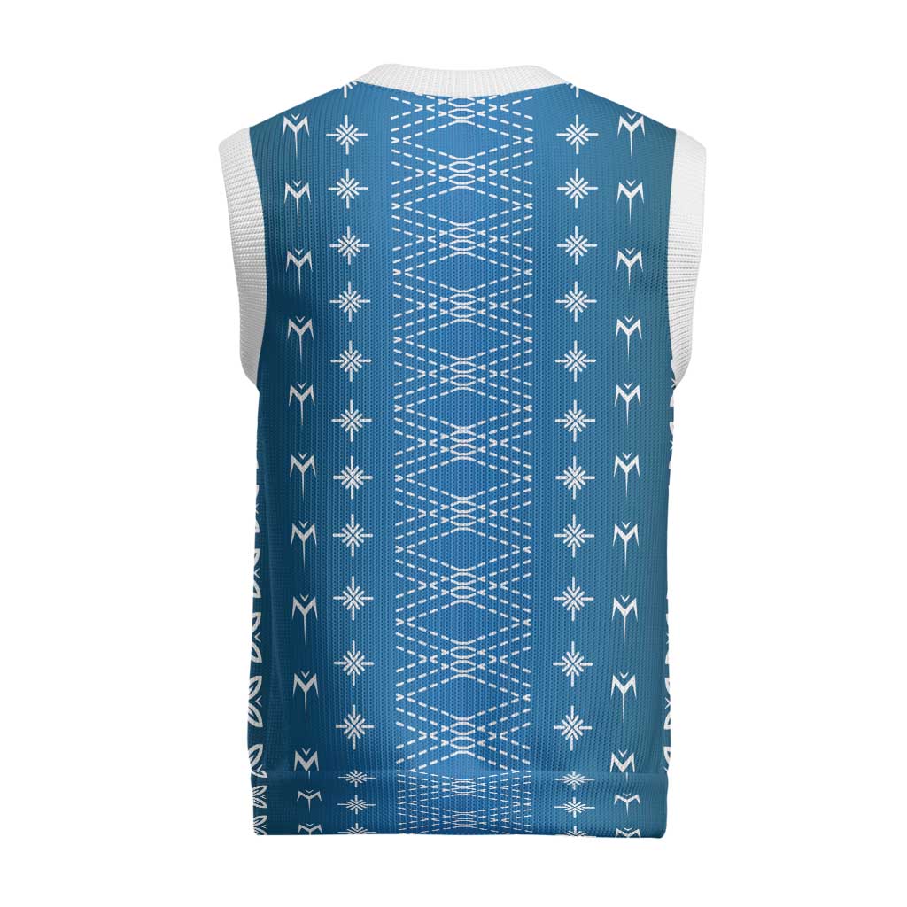 Blue Samoa Malu Tattoo Inspired Christmas Knitted V-Neck Vest - Polynesian Pride