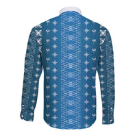 Blue Samoa Malu Tattoo Inspired Long Sleeve Button Shirt LT05 - Polynesian Pride