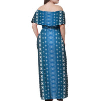 Blue Samoa Malu Tattoo Inspired Off Shoulder Maxi Dress LT05 - Polynesian Pride