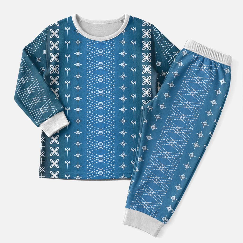 Blue Samoa Malu Tattoo Inspired Christmas Pajama Set LT05 Men Blue - Polynesian Pride