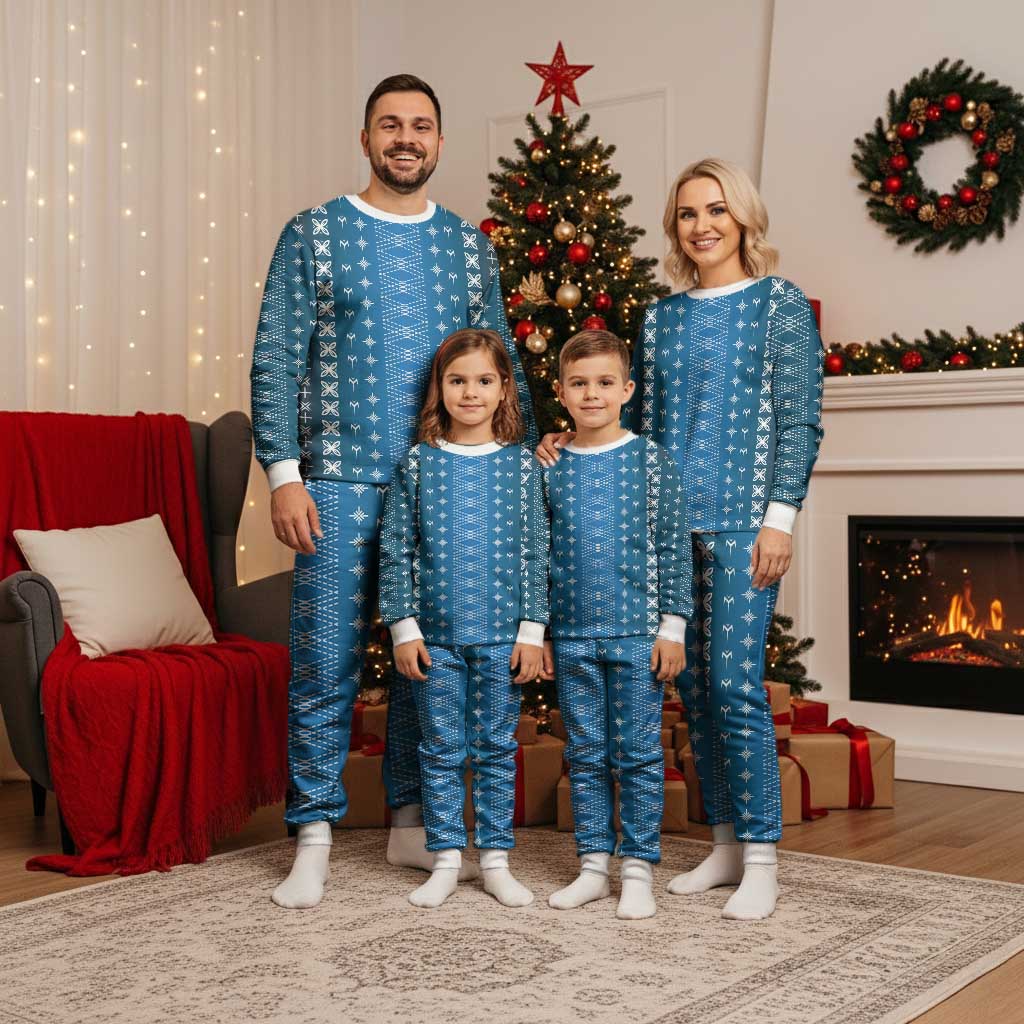 Blue Samoa Malu Tattoo Inspired Christmas Pajama Set LT05 - Polynesian Pride