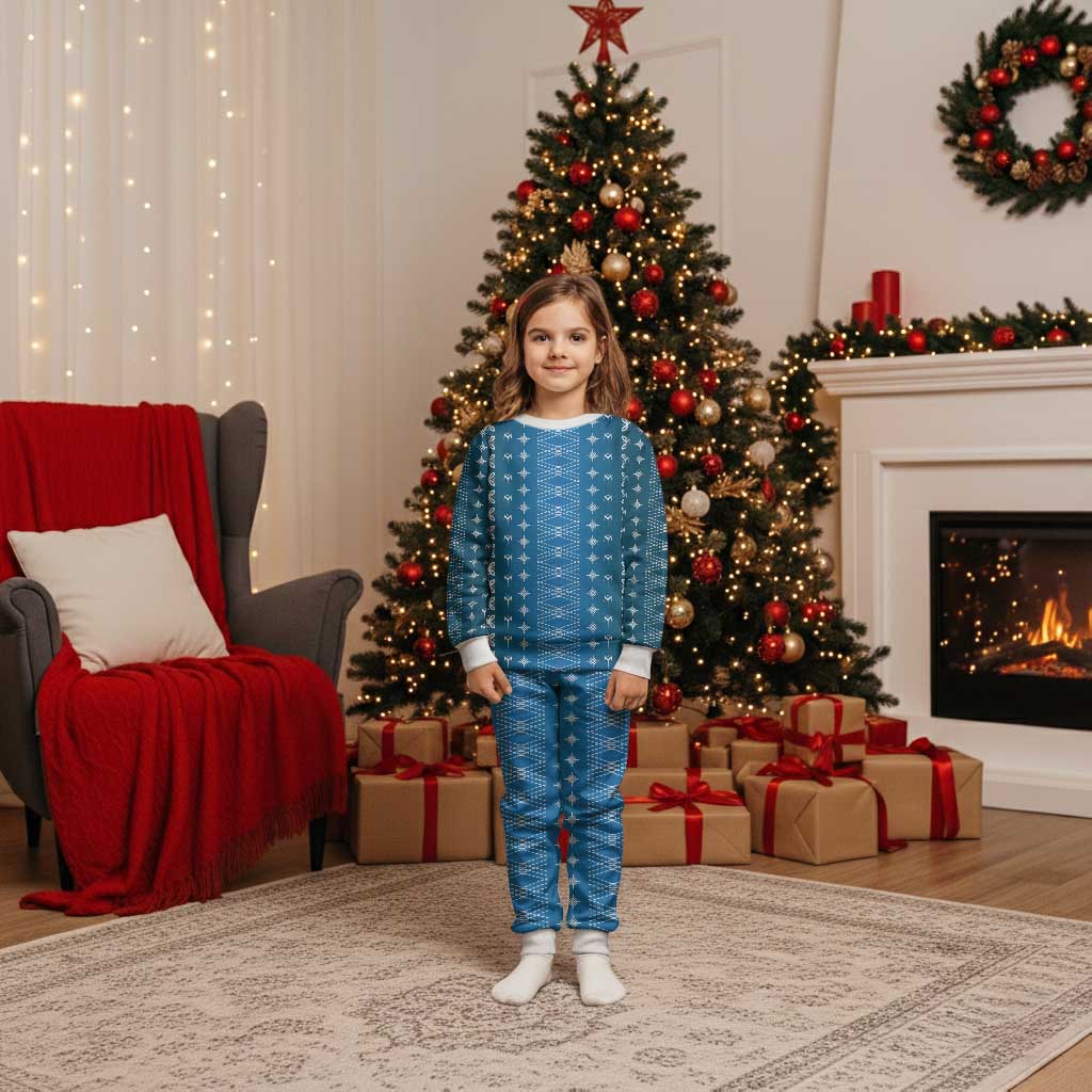 Blue Samoa Malu Tattoo Inspired Christmas Pajama Set LT05 Kid Blue - Polynesian Pride