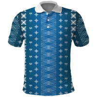 Blue Samoa Malu Tattoo Inspired Polo Shirt LT05 Blue - Polynesian Pride