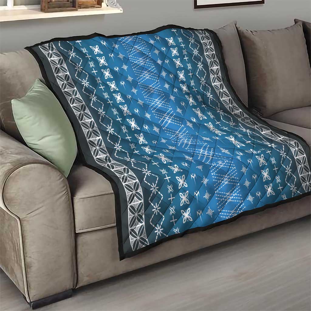 Blue Samoa Malu Tattoo Inspired Quilt - Polynesian Pride