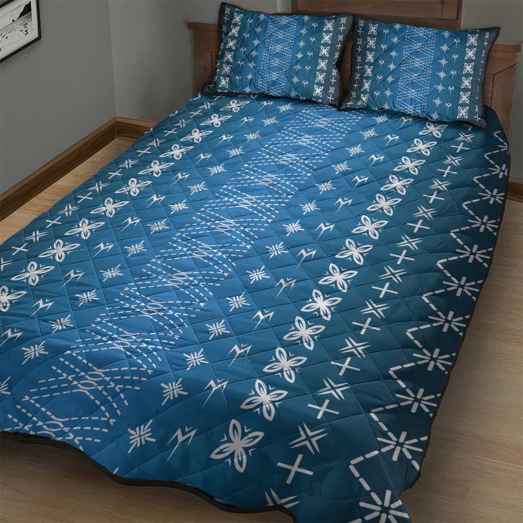 Blue Samoa Malu Tattoo Inspired Quilt Bed Set - Polynesian Pride