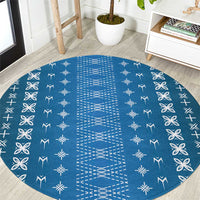 Blue Samoa Malu Tattoo Inspired Round Carpet - Polynesian Pride