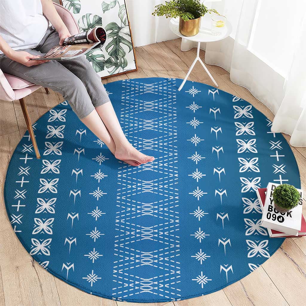Blue Samoa Malu Tattoo Inspired Round Carpet - Polynesian Pride