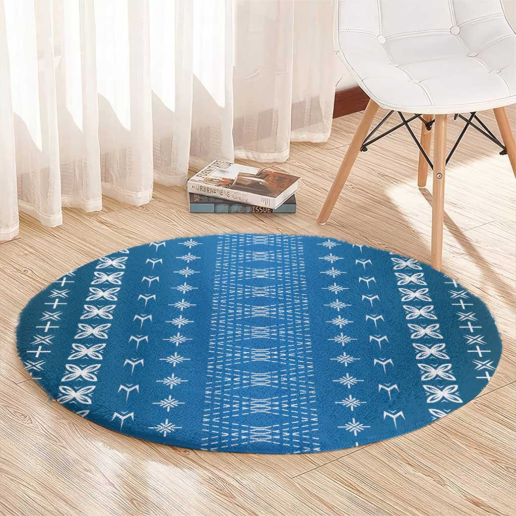 Blue Samoa Malu Tattoo Inspired Round Carpet - Polynesian Pride