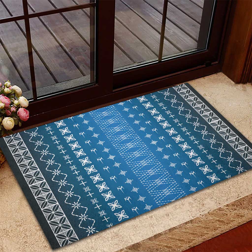 Blue Samoa Malu Tattoo Inspired Rubber Doormat LT05 - Polynesian Pride