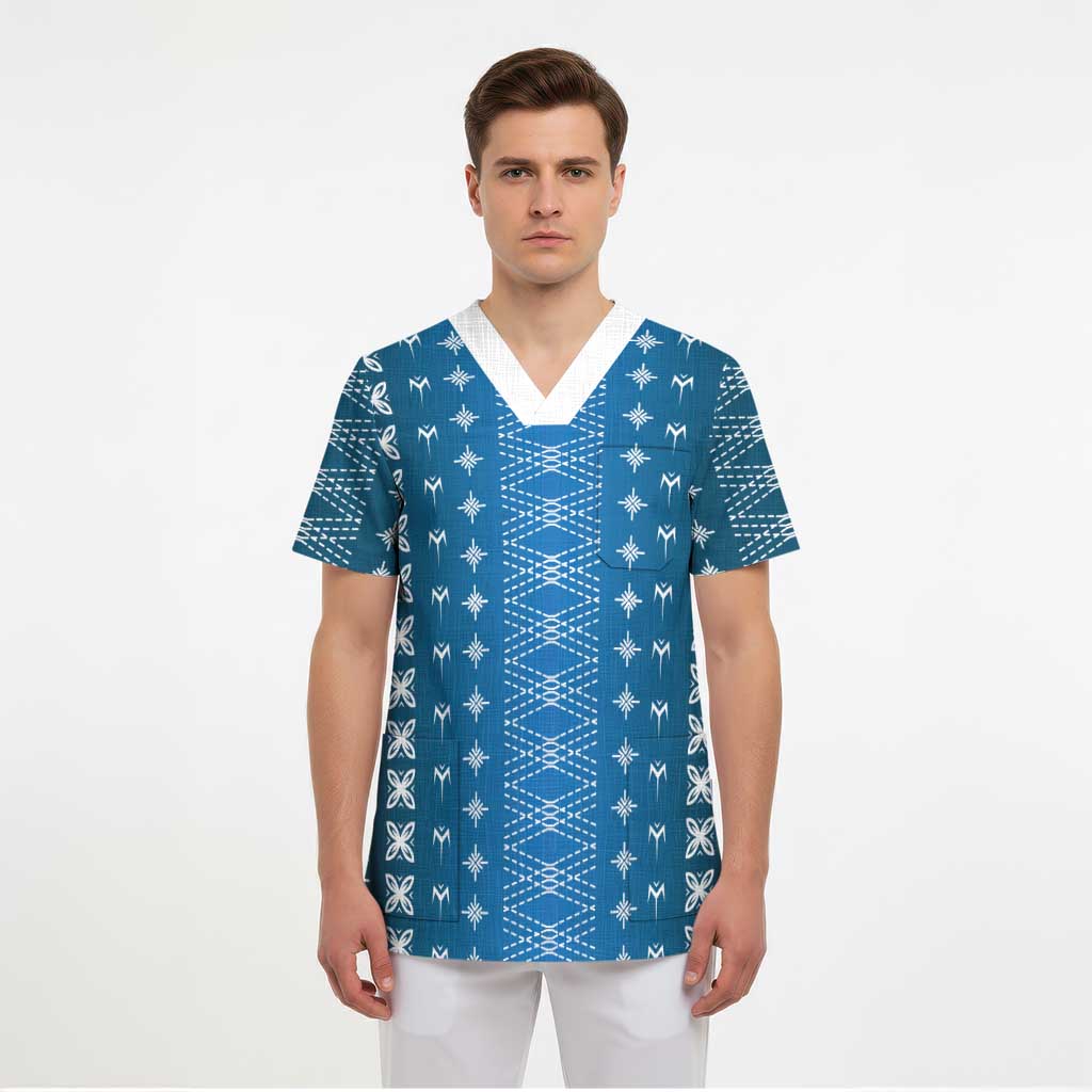 Blue Samoa Malu Tattoo Inspired Scrub Top LT05 - Polynesian Pride
