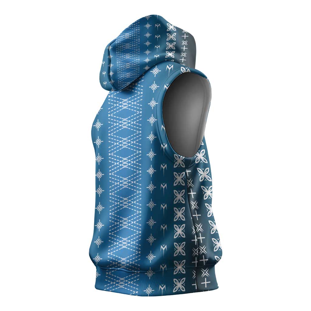 Blue Samoa Malu Tattoo Inspired Sleeveless Hoodie LT05 - Polynesian Pride