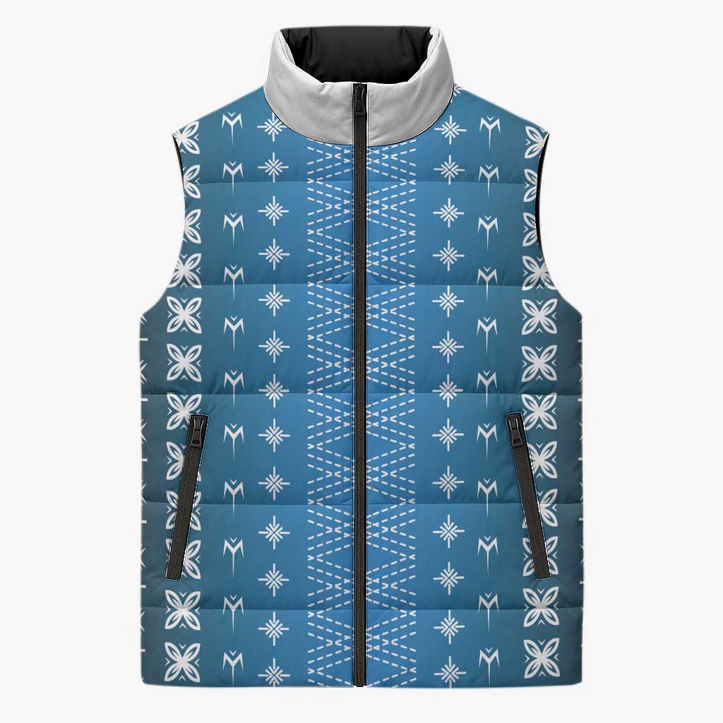 Blue Samoa Malu Tattoo Inspired Sleeveless Puffer Jacket LT05 Unisex Blue - Polynesian Pride