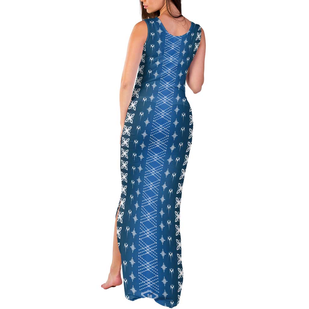 Blue Samoa Malu Tattoo Inspired Tank Maxi Dress - Polynesian Pride