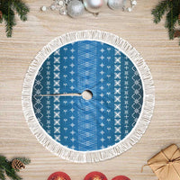 Blue Samoa Malu Tattoo Inspired Tree Skirt LT05 Fringed Blue - Polynesian Pride