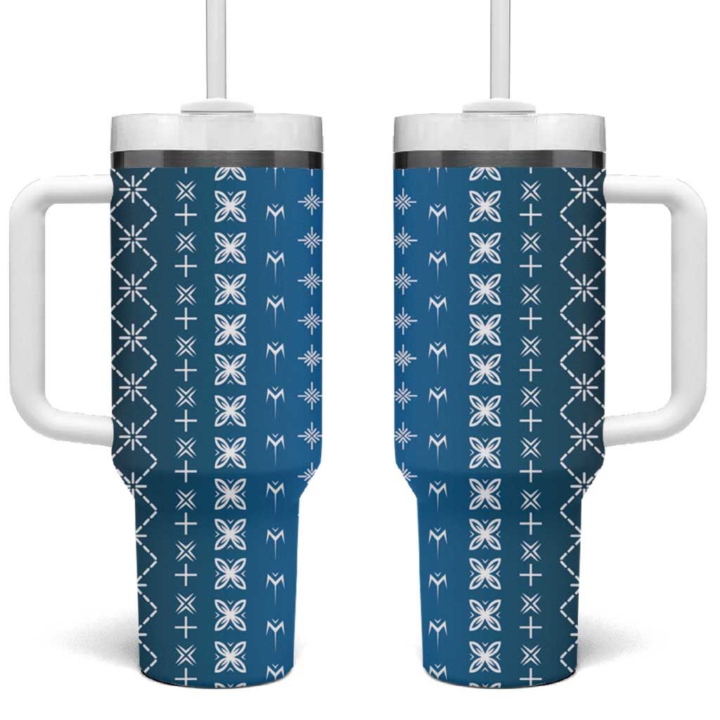 Blue Samoa Malu Tattoo Inspired Tumbler With Handle - Polynesian Pride