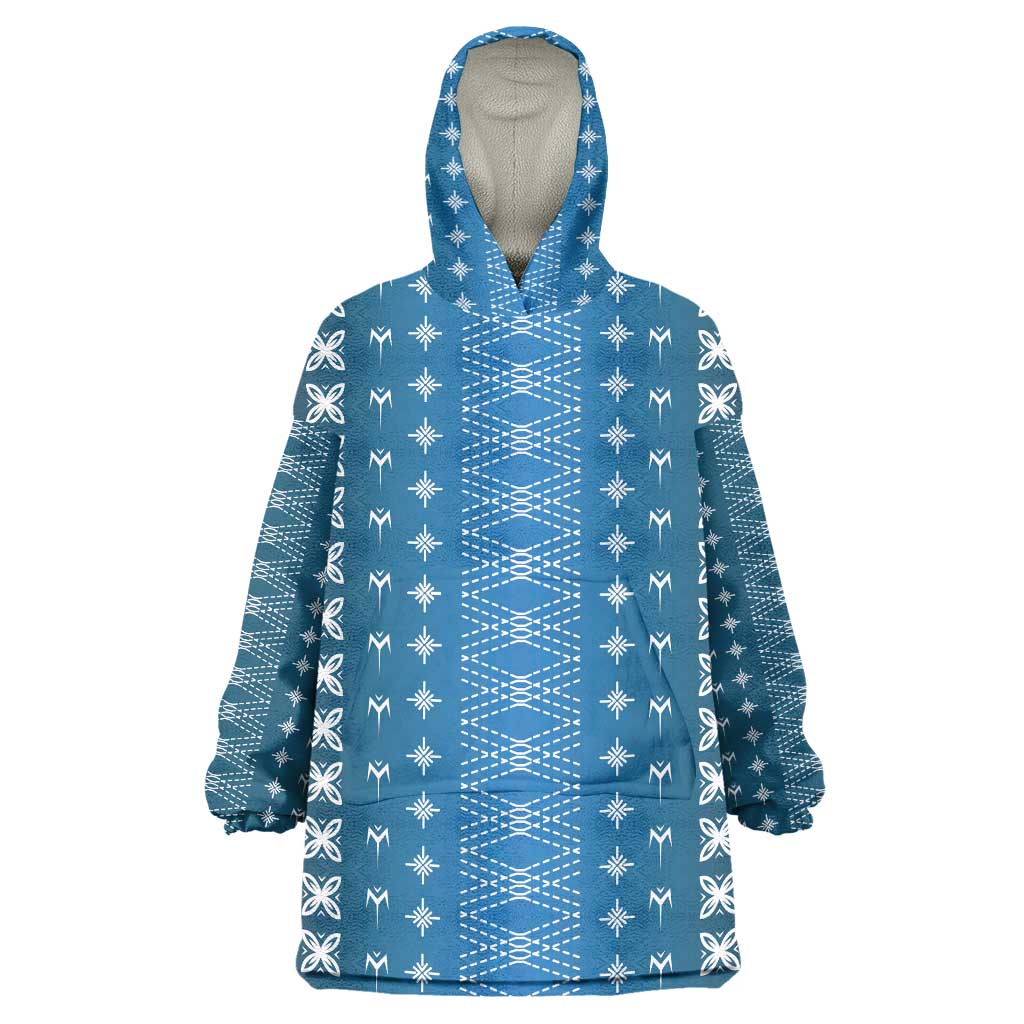 Blue Samoa Malu Tattoo Inspired Wearable Blanket Hoodie LT05 One Size Blue - Polynesian Pride