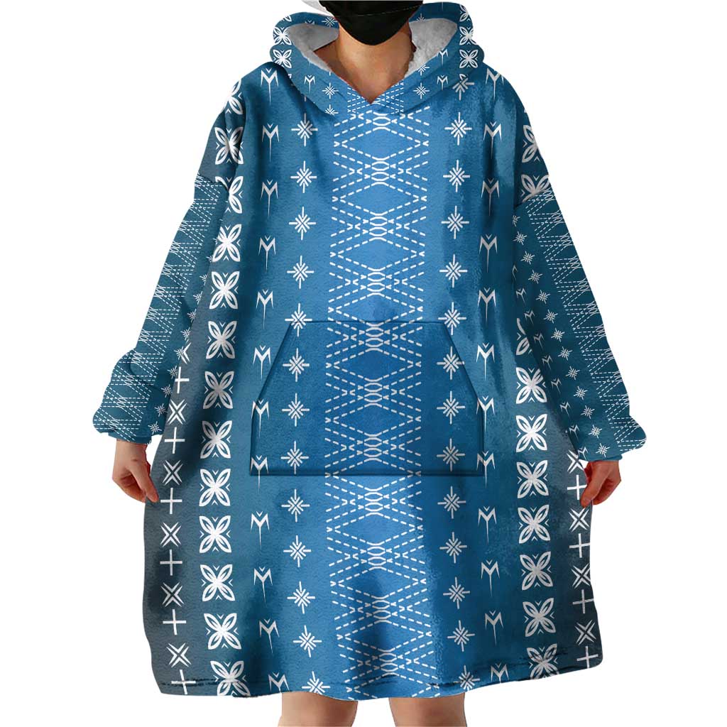 Blue Samoa Malu Tattoo Inspired Wearable Blanket Hoodie LT05 - Polynesian Pride