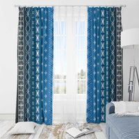 Blue Samoa Malu Tattoo Inspired Window Curtain - Polynesian Pride