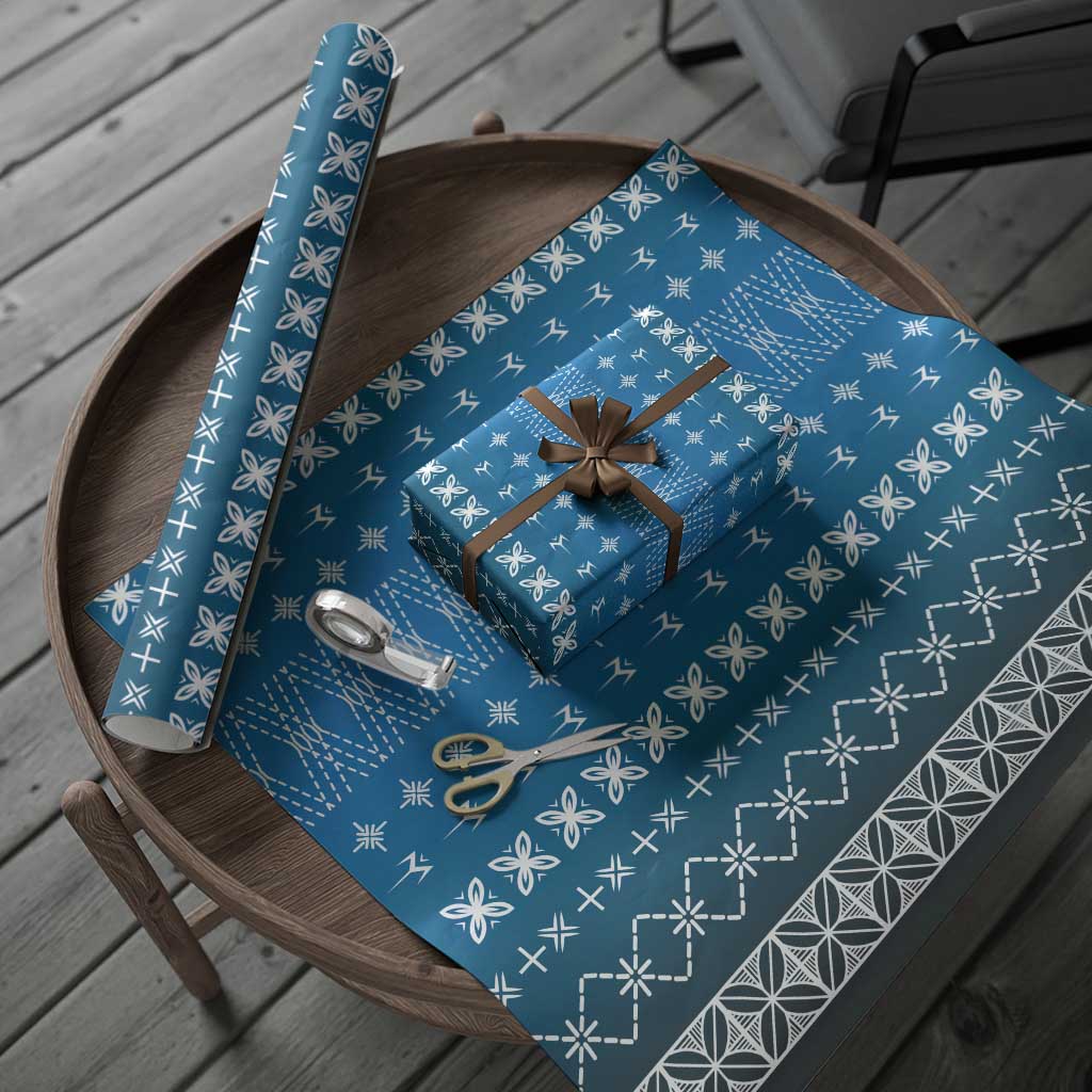 Blue Samoa Malu Tattoo Inspired Wrapping Paper LT05 - Polynesian Pride