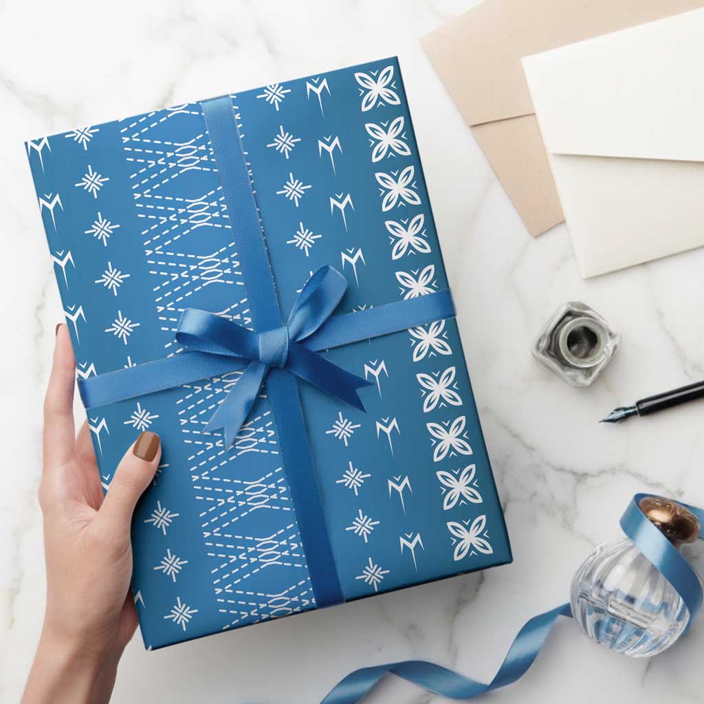 Blue Samoa Malu Tattoo Inspired Wrapping Paper LT05 - Polynesian Pride