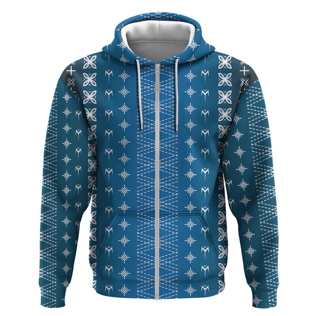 Blue Samoa Malu Tattoo Inspired Zip Hoodie LT05 Zip Hoodie Blue - Polynesian Pride