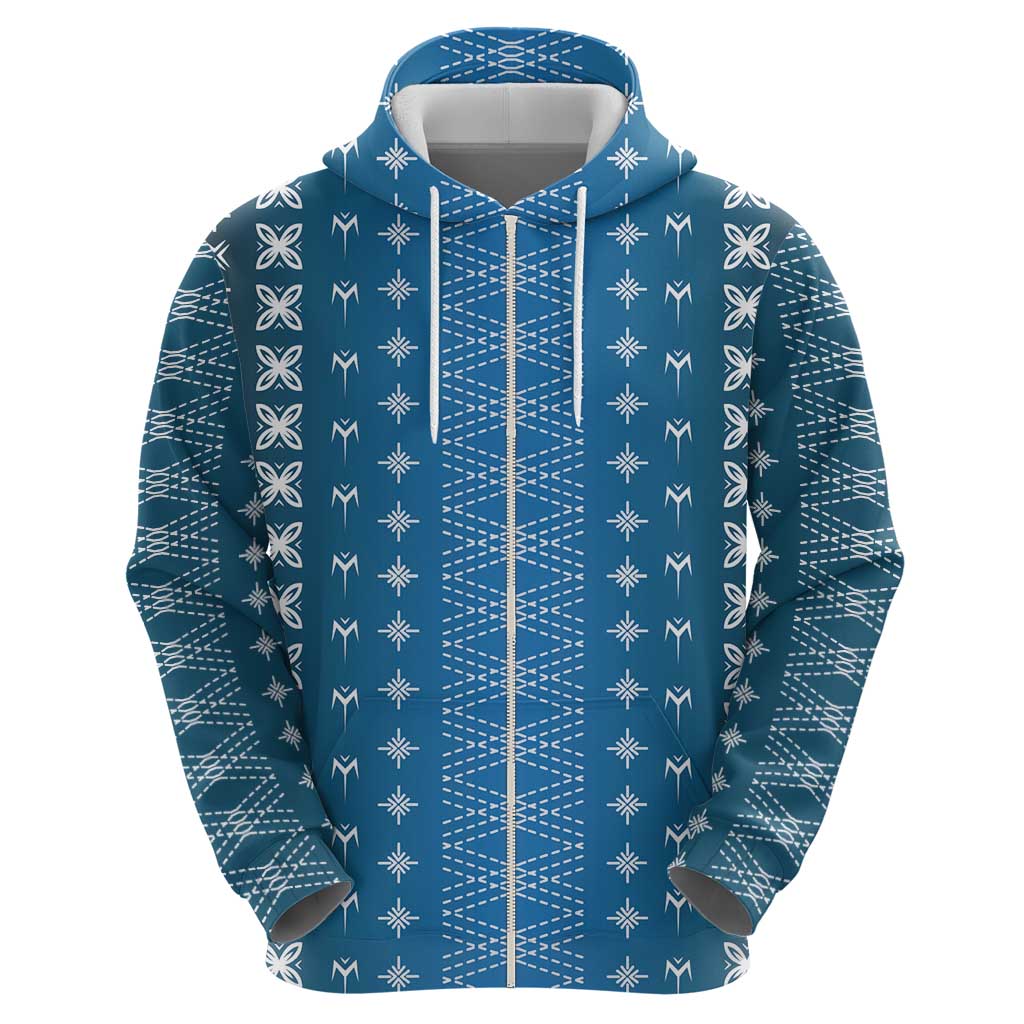 Blue Samoa Malu Tattoo Inspired Zip Hoodie LT05 - Polynesian Pride