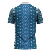 Blue Samoa Malu Tattoo Inspired Zipper Polo Shirt LT05 - Polynesian Pride
