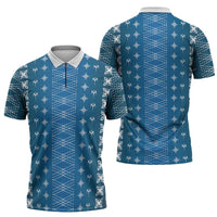 Blue Samoa Malu Tattoo Inspired Zipper Polo Shirt LT05 - Polynesian Pride