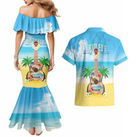 Hawaiian Ukulele Couples Matching Mermaid Dress and Hawaiian Shirt Sound Of Happiness