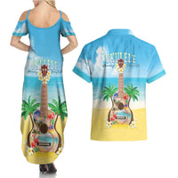 Hawaiian Ukulele Couples Matching Summer Maxi Dress and Hawaiian Shirt Sound Of Happiness