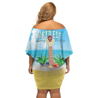 Hawaiian Ukulele Family Matching Off Shoulder Short Dress and Hawaiian Shirt Sound Of Happiness
