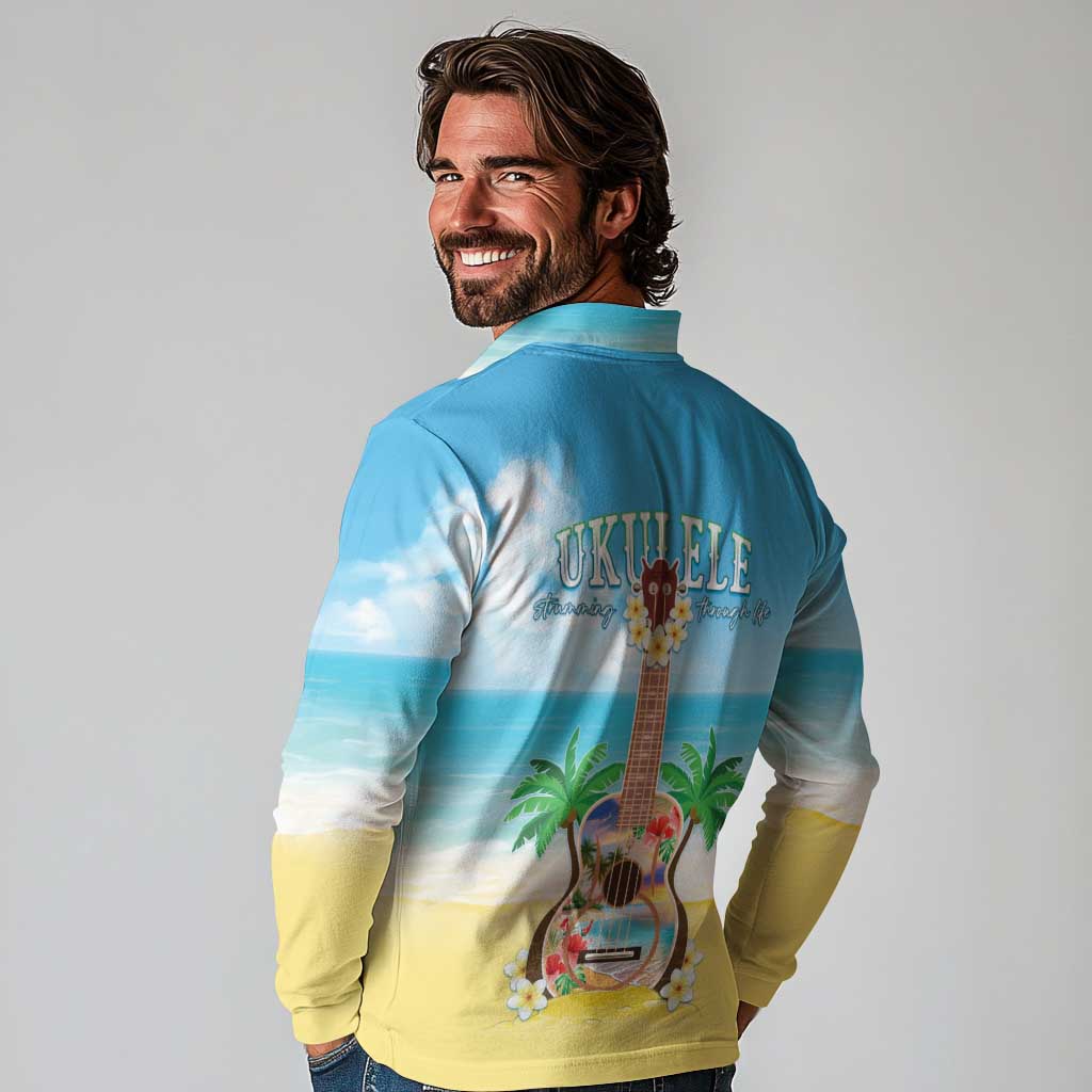 Hawaiian Ukulele Long Sleeve Polo Shirt Sound Of Happiness