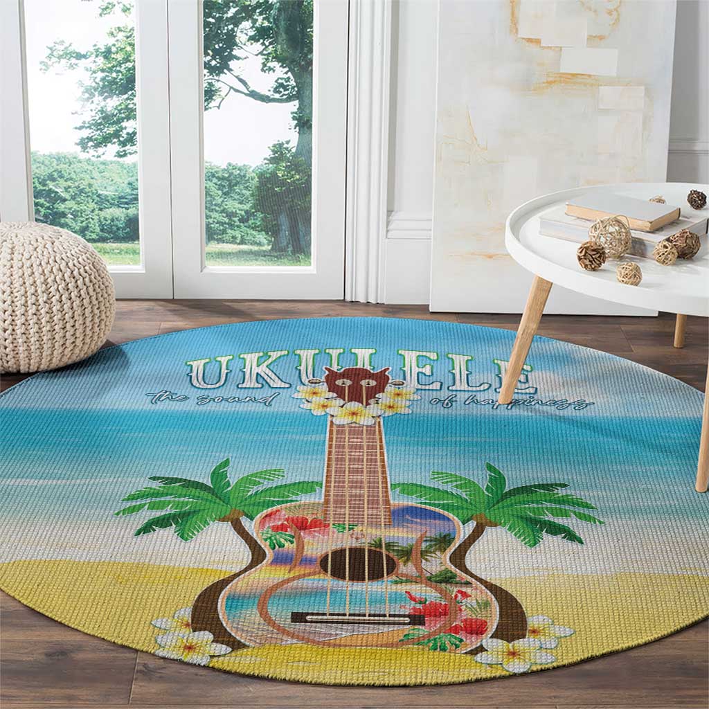 Hawaiian Ukulele Round Carpet Sound Of Happiness