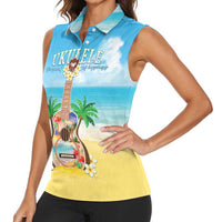 Hawaiian Ukulele Women Sleeveless Polo Shirt Sound Of Happiness