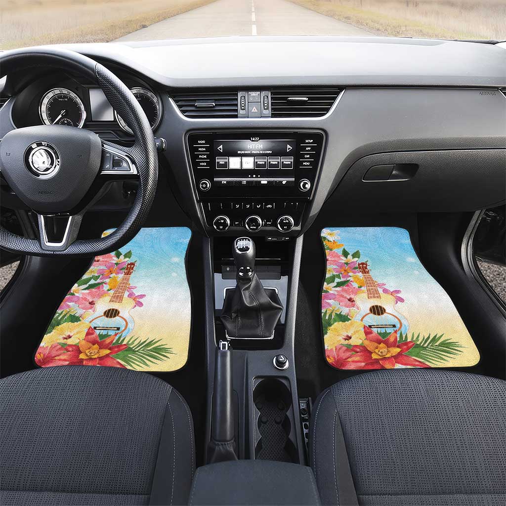 National Ukulele Day Car Mats Tropical Vibe LT05 Set 2pcs - Front Colorful - Polynesian Pride