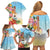 National Ukulele Day Family Matching Off Shoulder Short Dress and Hawaiian Shirt Tropical Vibe