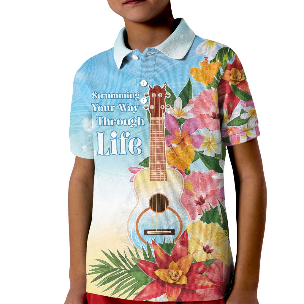 National Ukulele Day Kid Polo Shirt Tropical Vibe