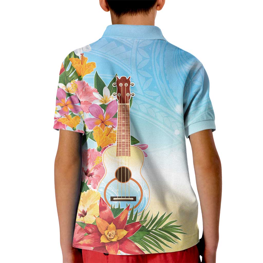 National Ukulele Day Kid Polo Shirt Tropical Vibe
