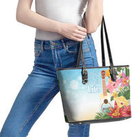 National Ukulele Day Leather Tote Bag Tropical Vibe