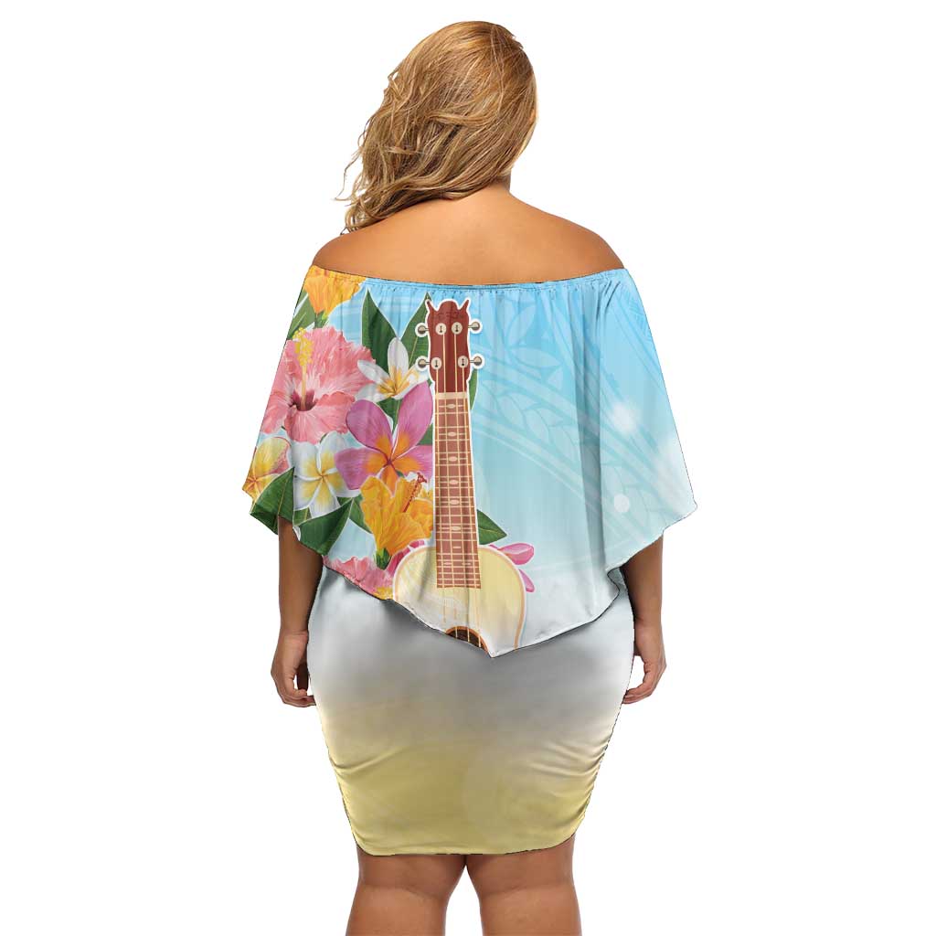 National Ukulele Day Off Shoulder Short Dress Tropical Vibe LT05 - Polynesian Pride