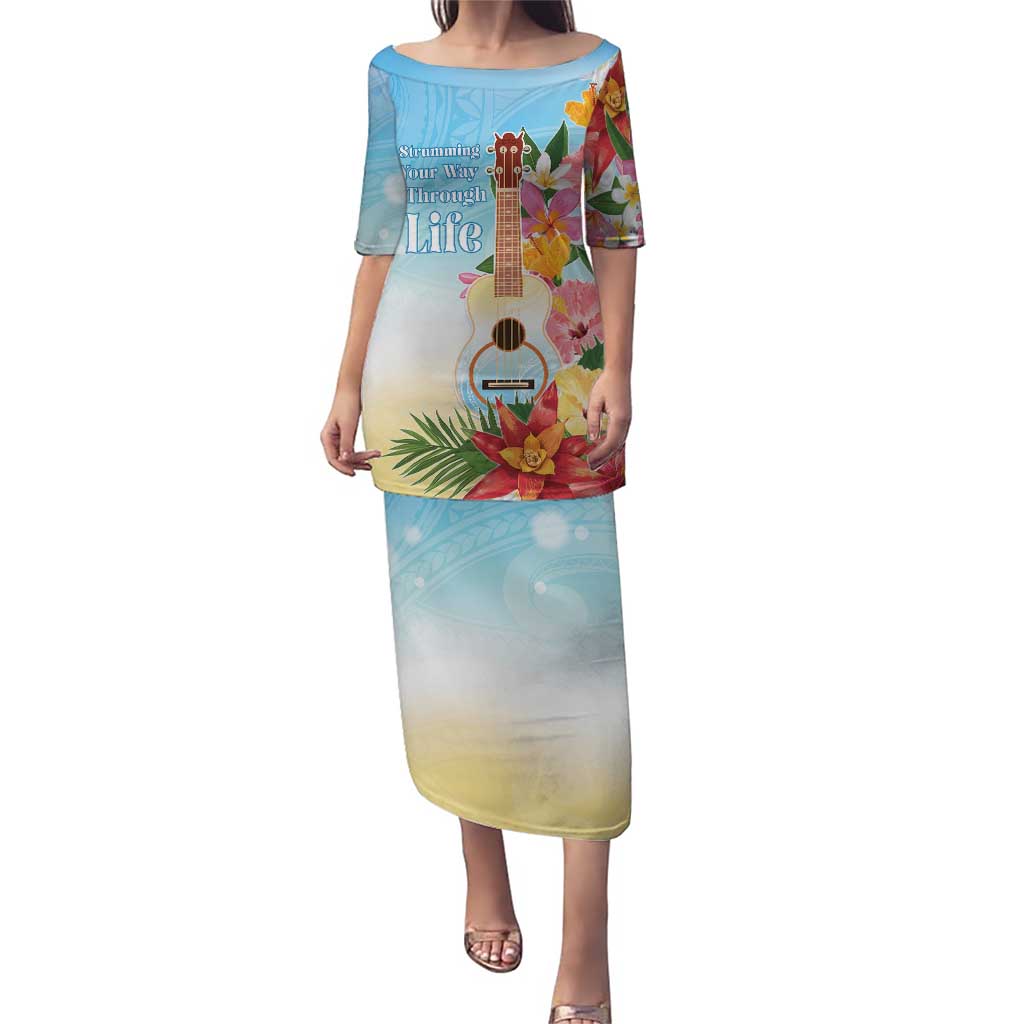 National Ukulele Day Puletasi Tropical Vibe LT05 Long Dress Colorful - Polynesian Pride