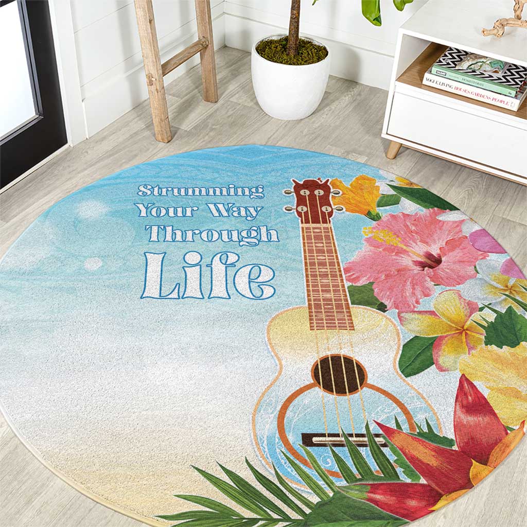 National Ukulele Day Round Carpet Tropical Vibe