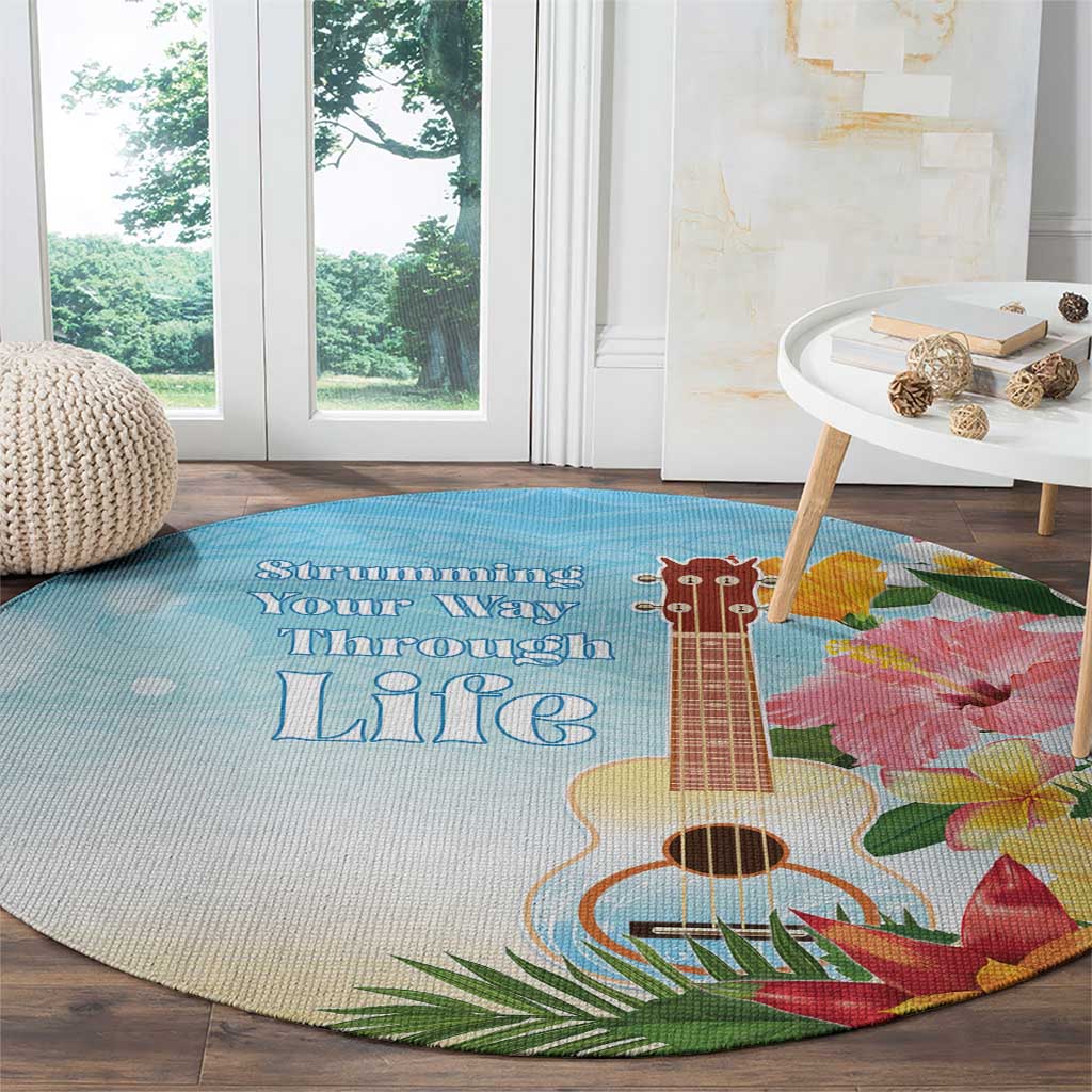 National Ukulele Day Round Carpet Tropical Vibe
